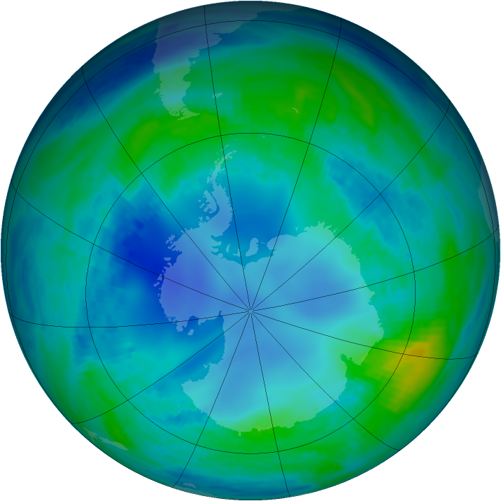 Antarctic ozone map for 04 May 1986